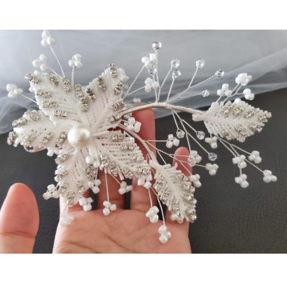 2pcs Set Large bridal hair floral flower headpiece main image 6